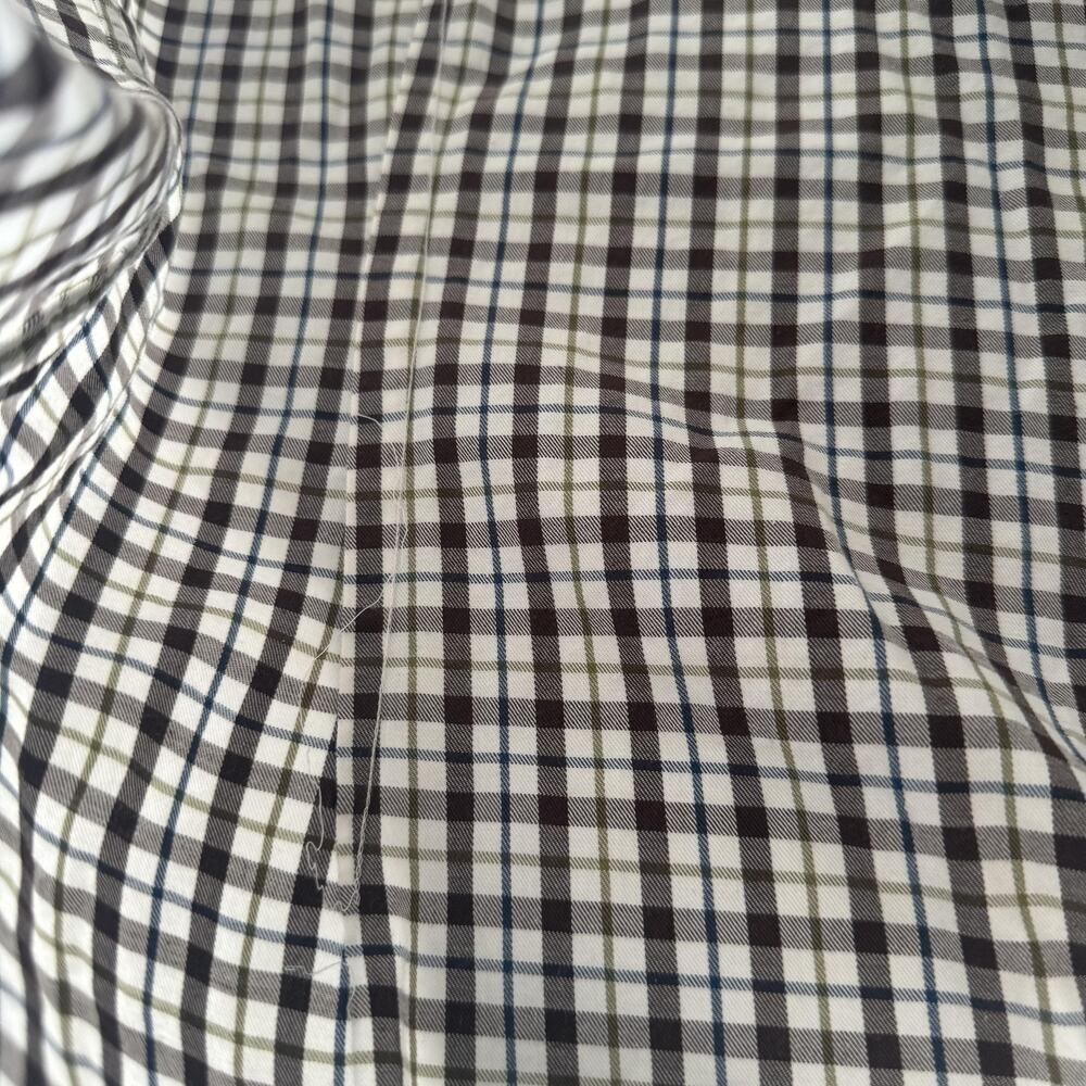 Eton Shirt Mens 16.5 42 Slim Brown Green Check Plaid Button Down Long Sleeve - Picture 7 of 12